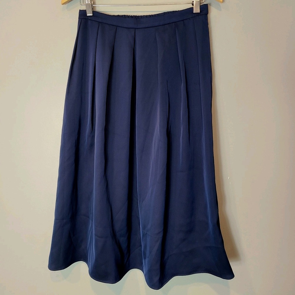 Banana Republic Pleated Skirt Women Size 8P Navy Blue Preppy NWT Old Money